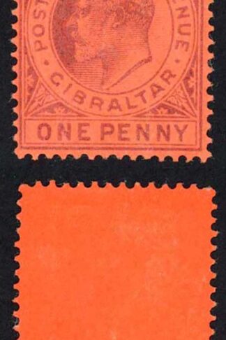 Gibraltar SG46 KEVII 1d Dull purple/red Wmk Crown CA M/M Cat 35 pounds