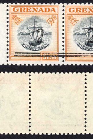 Grenada SG203 1955 1.50 Badge of Colony Pair SURCHARGED 2 Locally M/M
