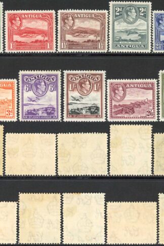 Antigua SG98/107 KGVI 1938-51 Part Set of 10 Wmk Mult Script CA M/M