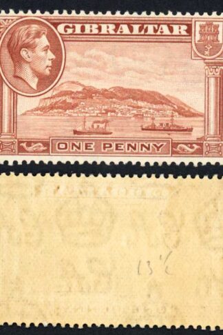 Gibraltar SG122a 1d Yellow-brown Perf 13.5 M/M