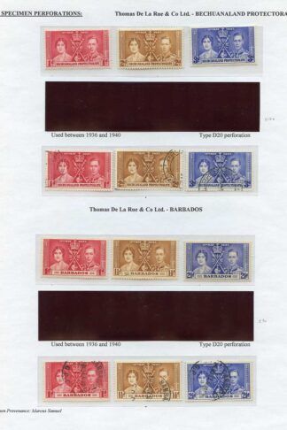 Bechuanaland and Barbados mint and used sets 1937 Coronation Page