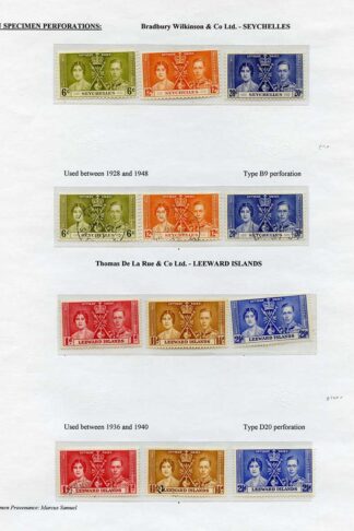 Seychelles and Leeward Is 1937 Coronation Page