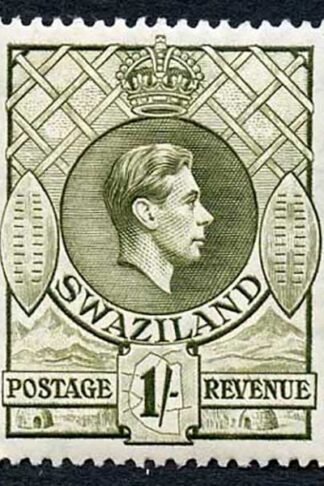 Swaziland SG35 KGVI 1/- Brown-olive Wmk Mult Script CA M/M