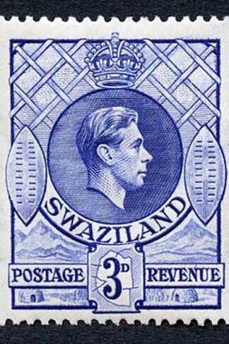 Swaziland SG32b KGVI 3d Ultramarine Wmk Mult Script CA Perf 13.5x14 M/M