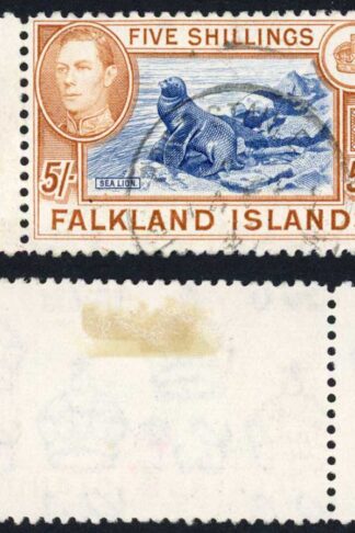 Falkland Is SG161 5/- blue and chestnut CDS Used  Cat 95 pounds