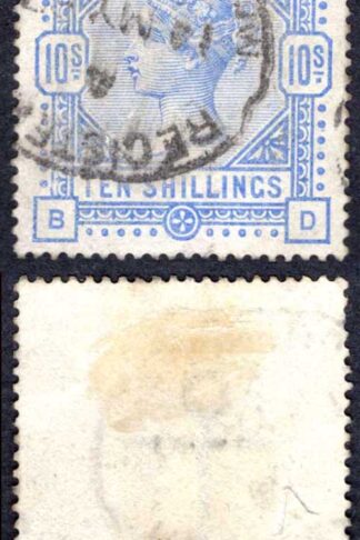 SG183a 10/- Pale Ultramarine (BD) white paper Cat 550