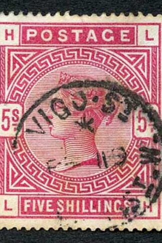 SG180 5/- Rose (LH) White Paper (Stained on reverse) cat 250