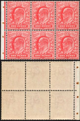 KEVII SG219aw 1d Booklet Pane of 6 U/M Wmk INVERTED Cat 325