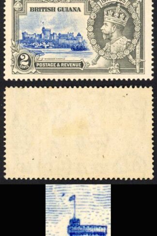 British Guiana SG30h 1935 Silver Jubilee 2c Dot by Flagstaff M/M Cat 130 pounds