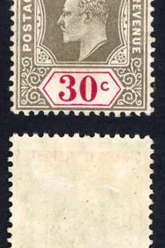 Straits Settlements SG134 30c Mult Crown CA Chalky Paper M/M Cat 60 pounds