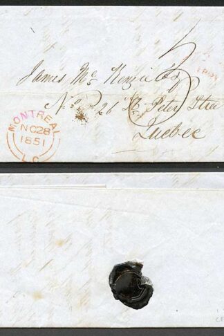 Canada 28 Nov 1851 3d Manuscript internal rate during the 1st year of stamps