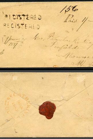 Canada 9th Jan 1857 Registered Cover Ex Pickering