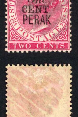 Perak SG35b One Cent type 32 on 2c Bright Rose Fine used Cat 55 pounds
