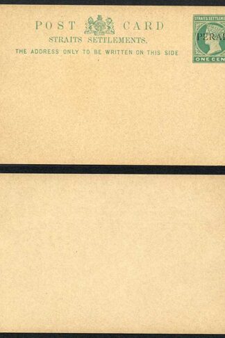 Straits Settlements Postcard Opt PERAK
