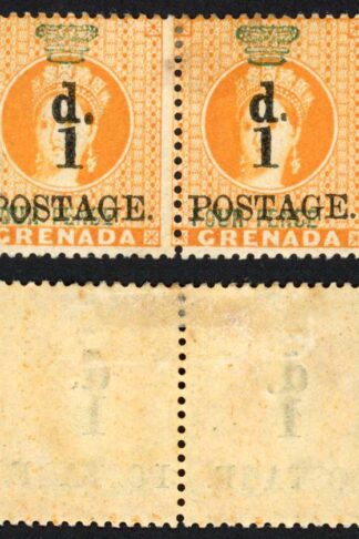 Grenada SG39 1d on 4d Orange Fine Mint PAIR Cat 340++ Ex Walker