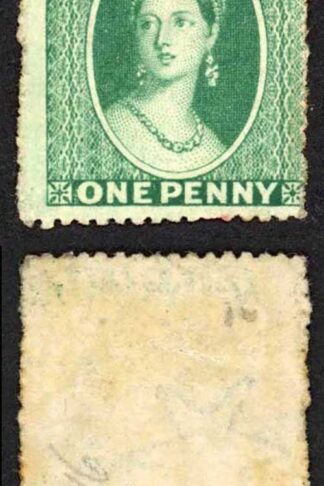 Grenada SG4 1d Green wmk Small Star (sideways) Rough Perf 14 to 16 regummed