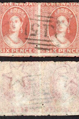 Grenada SG6a 6d Rose wmk Small Star (SIDEWAYS) Rough Perf 14 to 16 Cat 160++