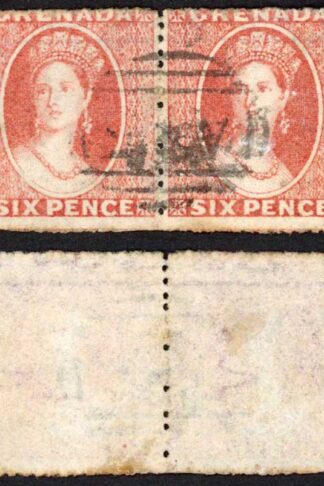 Grenada SG6a 6d Rose wmk Small Star (SIDEWAYS) Rough Perf 14 to 16 Cat 160++