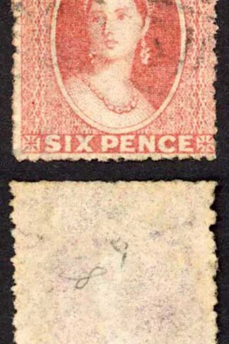Grenada SG8 6d Dull Rose-red wmk Small Star SIDEWAYS Rough Perf 14 to 16 Cat 225