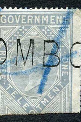 Ceylon Telegraph SGZT5 1r Grey (die 2) with Colombo (type 2) cancel