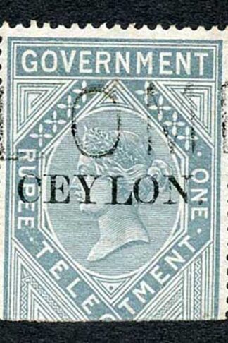 Ceylon Telegraph SGT4 1r Grey India opt Ceylon with Colombo cancel Cat 15