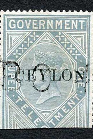 Ceylon Telegraph SGT4 1r Grey India opt Ceylon with Colombo cancel Cat 15