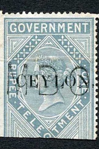 Ceylon Telegraph SGT4 1r Grey India opt Ceylon with Colombo cancel Cat 15