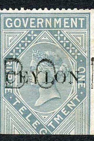 Ceylon Telegraph SGT4 1r Grey India opt Ceylon with Colombo cancel Cat 15