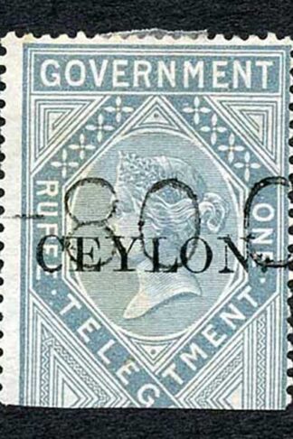 Ceylon Telegraph SGT4 1r Grey India opt Ceylon with Colombo cancel Cat 15