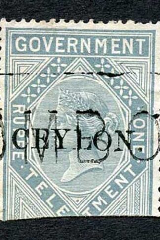 Ceylon Telegraph SGT4 1r Grey India opt Ceylon with Colombo cancel Cat 15