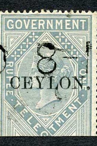 Ceylon Telegraph SGT4 1r Grey India opt Ceylon with Colombo cancel Cat 15