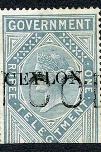 Ceylon Telegraph SGT4 1r Grey India opt Ceylon with Colombo cancel Cat 15