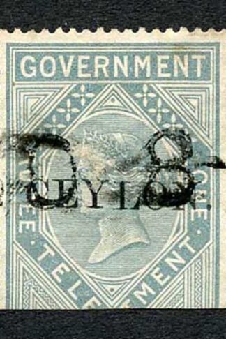 Ceylon Telegraph SGT4 1r Grey India opt Ceylon with Colombo cancel Cat 15