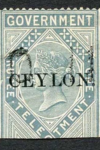 Ceylon Telegraph SGT4 1r Grey India opt Ceylon with Colombo cancel Cat 15