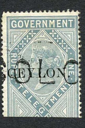 Ceylon Telegraph SGT4 1r Grey India opt Ceylon with Colombo cancel Cat 15