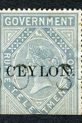 Ceylon Telegraph SGT4 1r Grey India opt Ceylon with Colombo cancel Cat 15