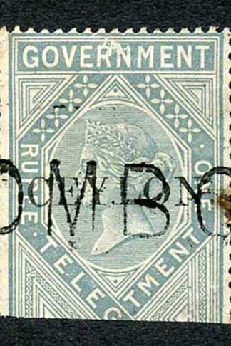 Ceylon Telegraph SGT4 1r Grey India opt Ceylon with Colombo cancel Cat 15