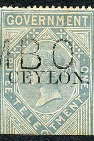 Ceylon Telegraph SGT4 1r Grey India opt Ceylon with Colombo cancel Cat 15