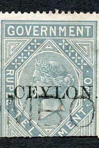 Ceylon Telegraph SGT4 1r Grey India opt Ceylon with Colombo cancel Cat 15