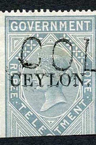 Ceylon Telegraph SGT4 1r Grey India opt Ceylon with Colombo cancel Cat 15