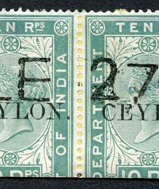 Ceylon Telegraph SGT7 10r India opt Ceylon with Colombo cancel Cat 70