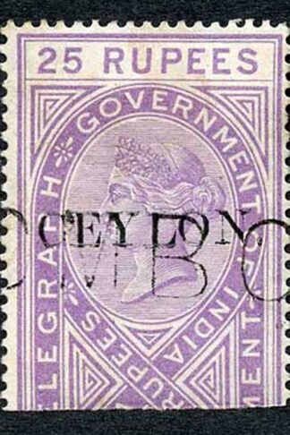 Ceylon Telegraph SGT8 25r India opt Ceylon with Colombo cancel Cat 45