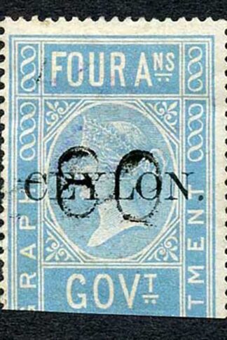 Ceylon Telegraph SGT2 4a India opt Ceylon with a Date cancel Cat 48
