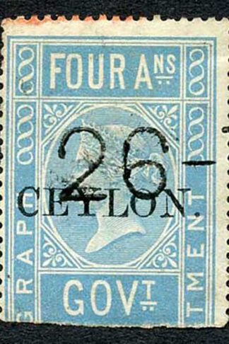 Ceylon Telegraph SGT2 4a India opt Ceylon with a Date cancel Cat 48