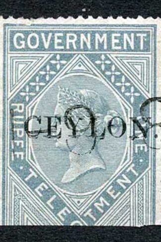 Ceylon Telegraph SGT4 1r India opt Ceylon with a Date cancel Cat 15