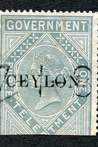 Ceylon Telegraph SGT4 1r India opt Ceylon with a Date cancel Cat 15