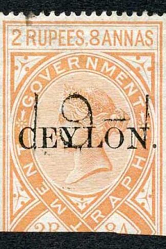 Ceylon Telegraph SGT5 2r8a India opt Ceylon with a Date cancel Cat 40