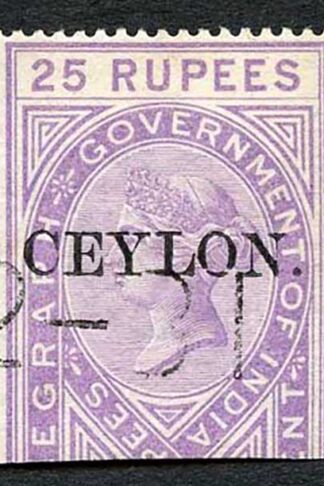 Ceylon Telegraph SGT8 25R India opt Ceylon with a Date cancel Cat 45