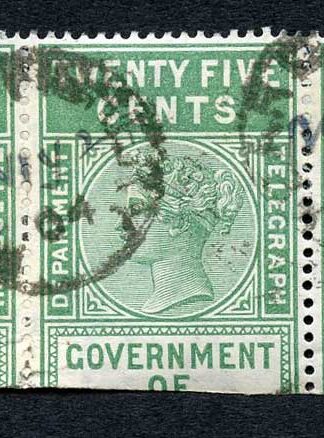 Ceylon Telegraph SGT140 25c Strip Pearl Fishery while at Marichchukaddi