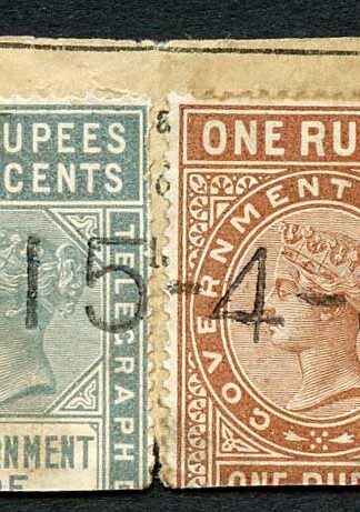 Ceylon Telegraph THREE COLOUR FRANKING on piece